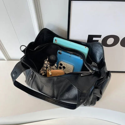 Leder Tote Bag | Langer Riemen | Kunstleder | Vegane Ledertasche | Umhängetasche