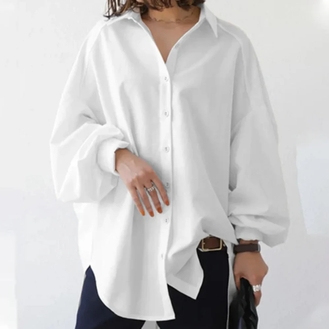 Oversize-Hemd | Langarm | Fledermausärmel | Oversize-Hemd mit Knöpfen | Damenbluse