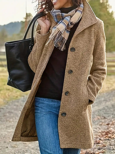 Winter-Trenchcoat | Einreihig | Mittellang | Wollmantel | Damenjacke
