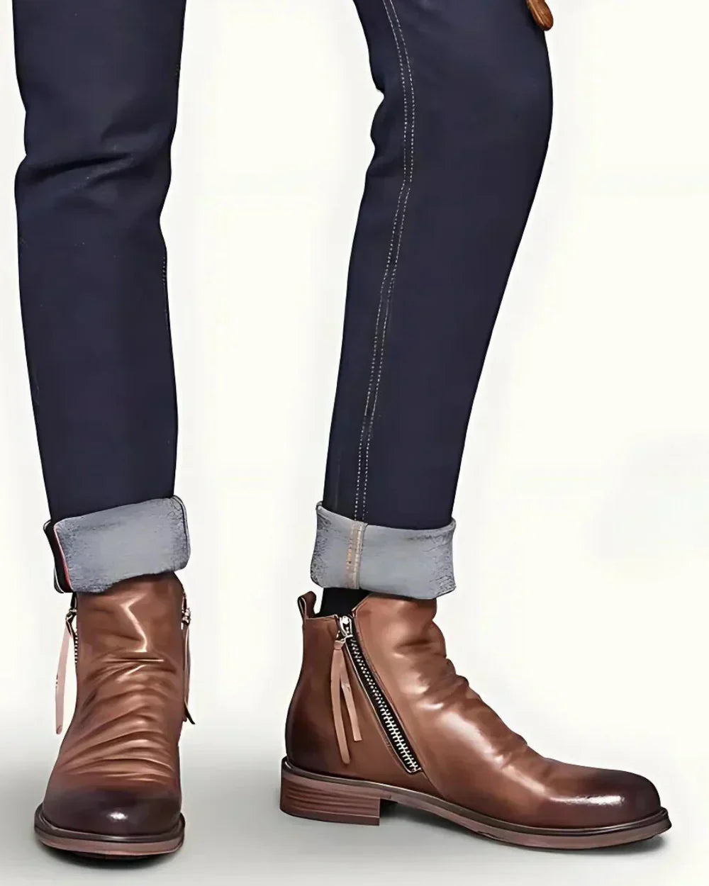 Lederstiefel – Stylisch – Reißverschluss – Stiefeletten – Herrenstiefel
