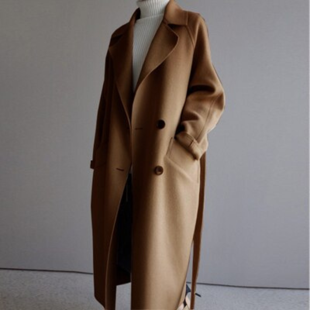 Winter-Trenchcoat – Langer Oversize-Wollmantel für Damen