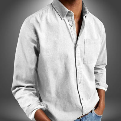 Denim Hemd | Langarm | Normale Passform | Button-Up Hemd | Herrenhemden