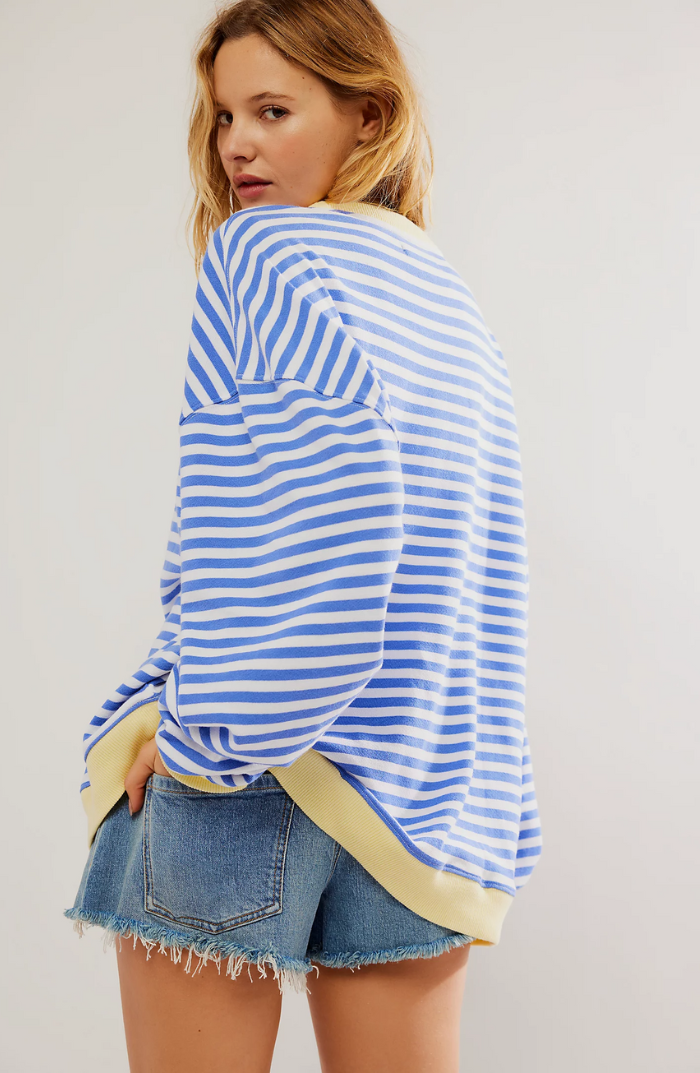 Oversized-Pullover – Gestreiftes Oversized-Langarmshirt für Frauen