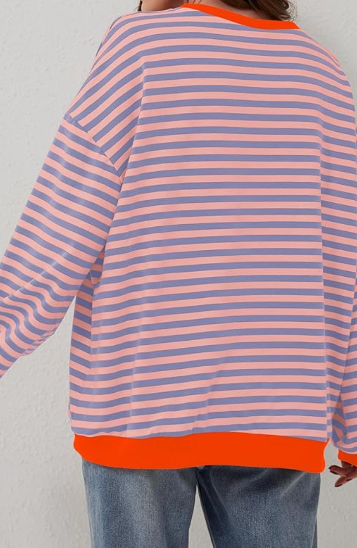 Oversized-Pullover – Gestreiftes Oversized-Langarmshirt für Frauen