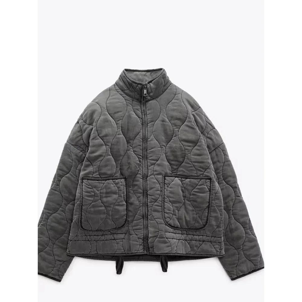 Wattierte Jacke - Warme Zip-Up Steppjacke in Übergröße für Frauen