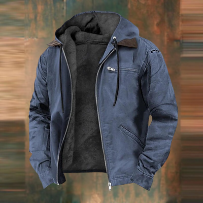 Fleecegefütterte Jacke – mit Kapuze – Reißverschluss – Herbstjacke – Herrenjacke