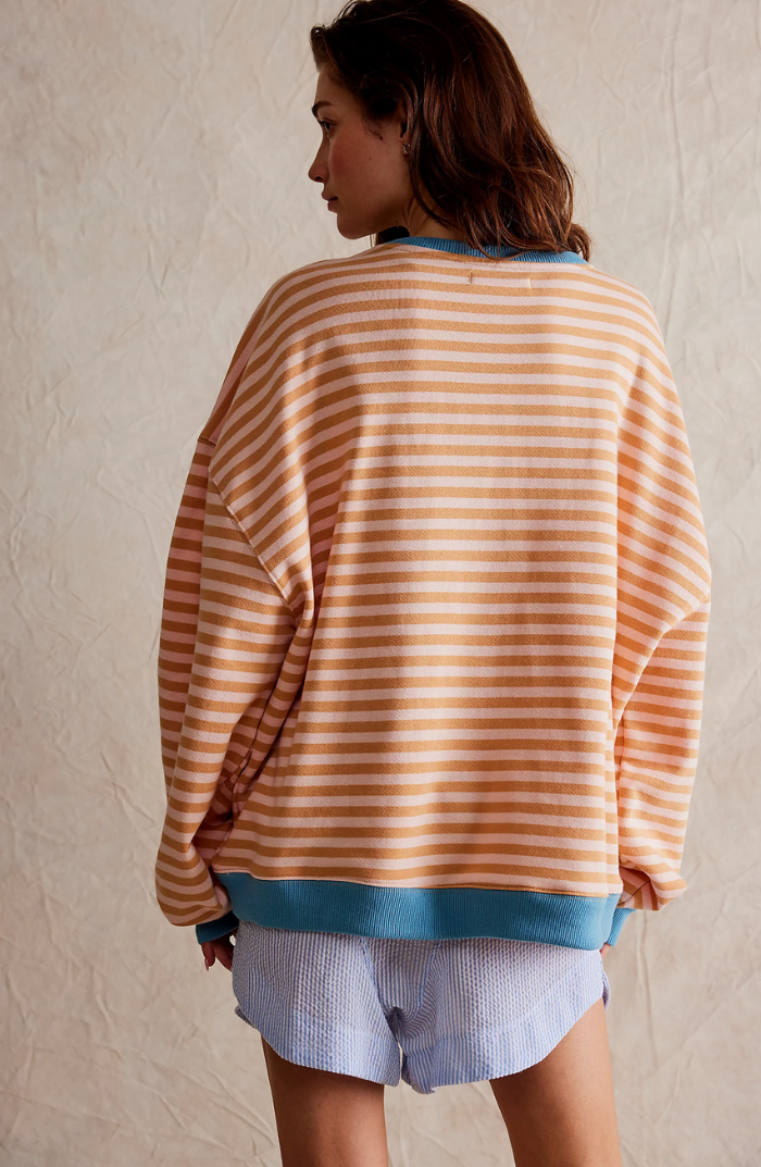 Oversized-Pullover – Gestreiftes Oversized-Langarmshirt für Frauen