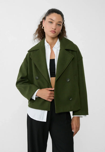 Übergroße Jacke – Zweireiher – Herbst – Kurze Trenchcoat-Jacke – Damenjacke