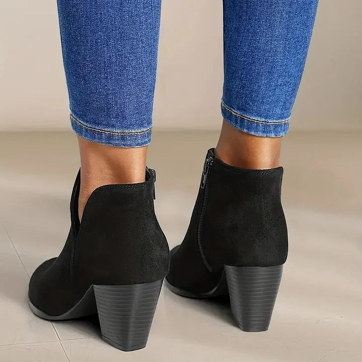 Stiefel mit Absatz | Wildleder | Blockabsatz | Stiefeletten | Damenstiefel