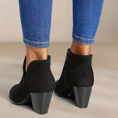 Stiefel mit Absatz | Wildleder | Blockabsatz | Stiefeletten | Damenstiefel