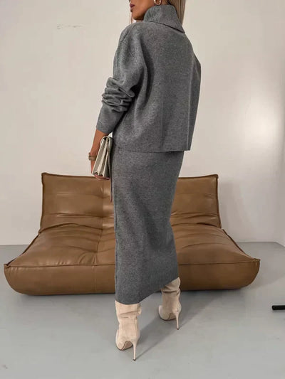 Strick-Set – Pullover – Midikleid – Zweiteiliges Strick-Set – Herbstkleidung für Frauen