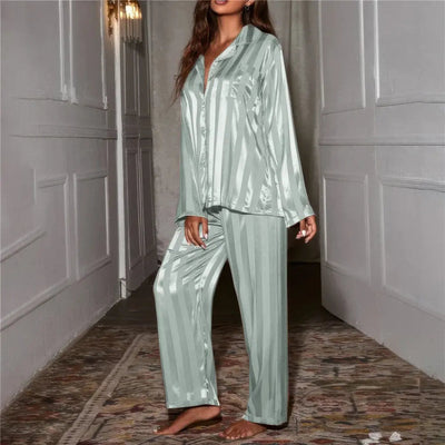 Satin Pyjama Set | Lange Ärmel | Lange Hosen | Satin PJ Set | Damen Pyjama Sets