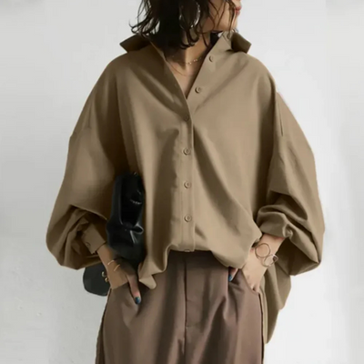 Oversize-Hemd | Langarm | Fledermausärmel | Oversize-Hemd mit Knöpfen | Damenbluse