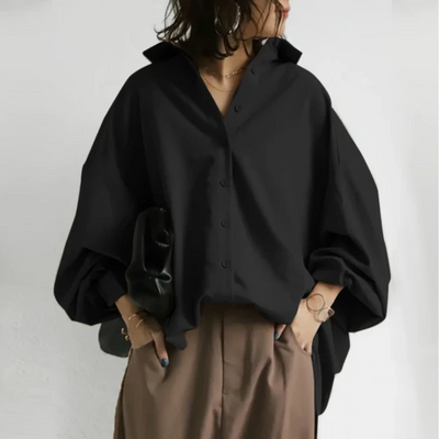Oversize-Hemd | Langarm | Fledermausärmel | Oversize-Hemd mit Knöpfen | Damenbluse