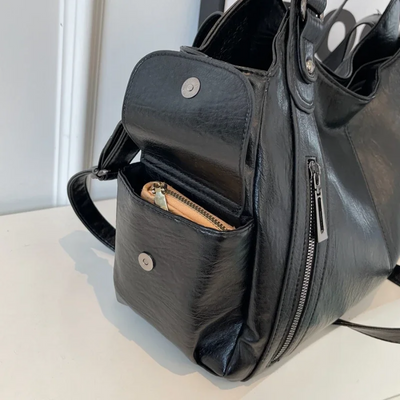 Leder Tote Bag | Langer Riemen | Kunstleder | Vegane Ledertasche | Umhängetasche