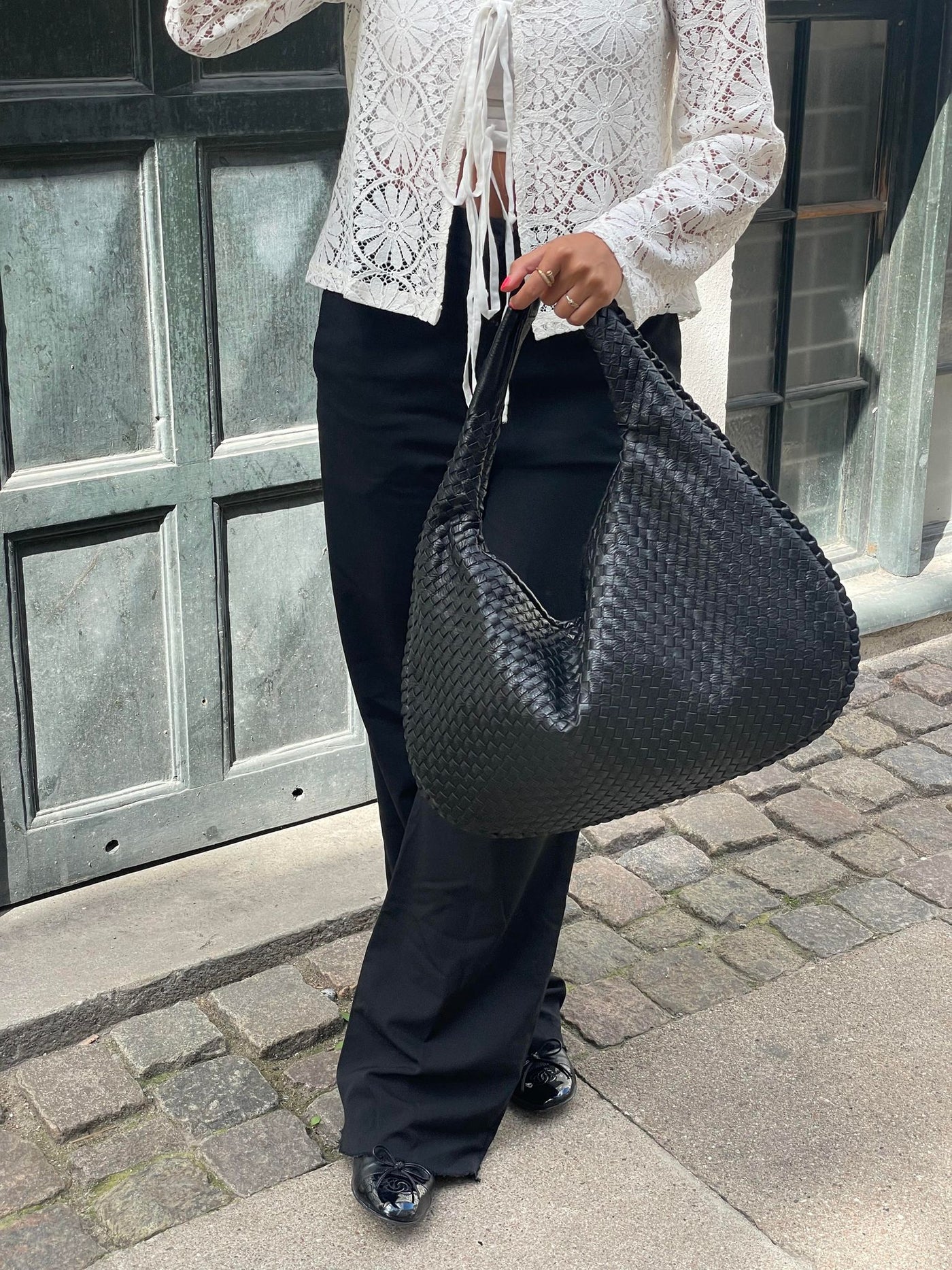 Geflochtene Lederhandtasche - Umhängetasche aus veganem Leder für Frauen
