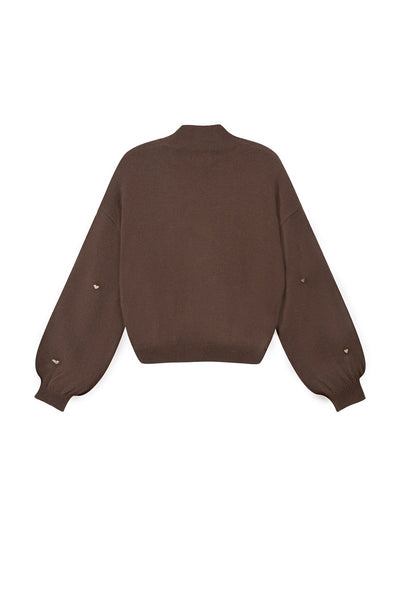 Herz-Pullover – Locker geschnitten – Hoher Kragen – Strickpullover – Damen-Strickmode