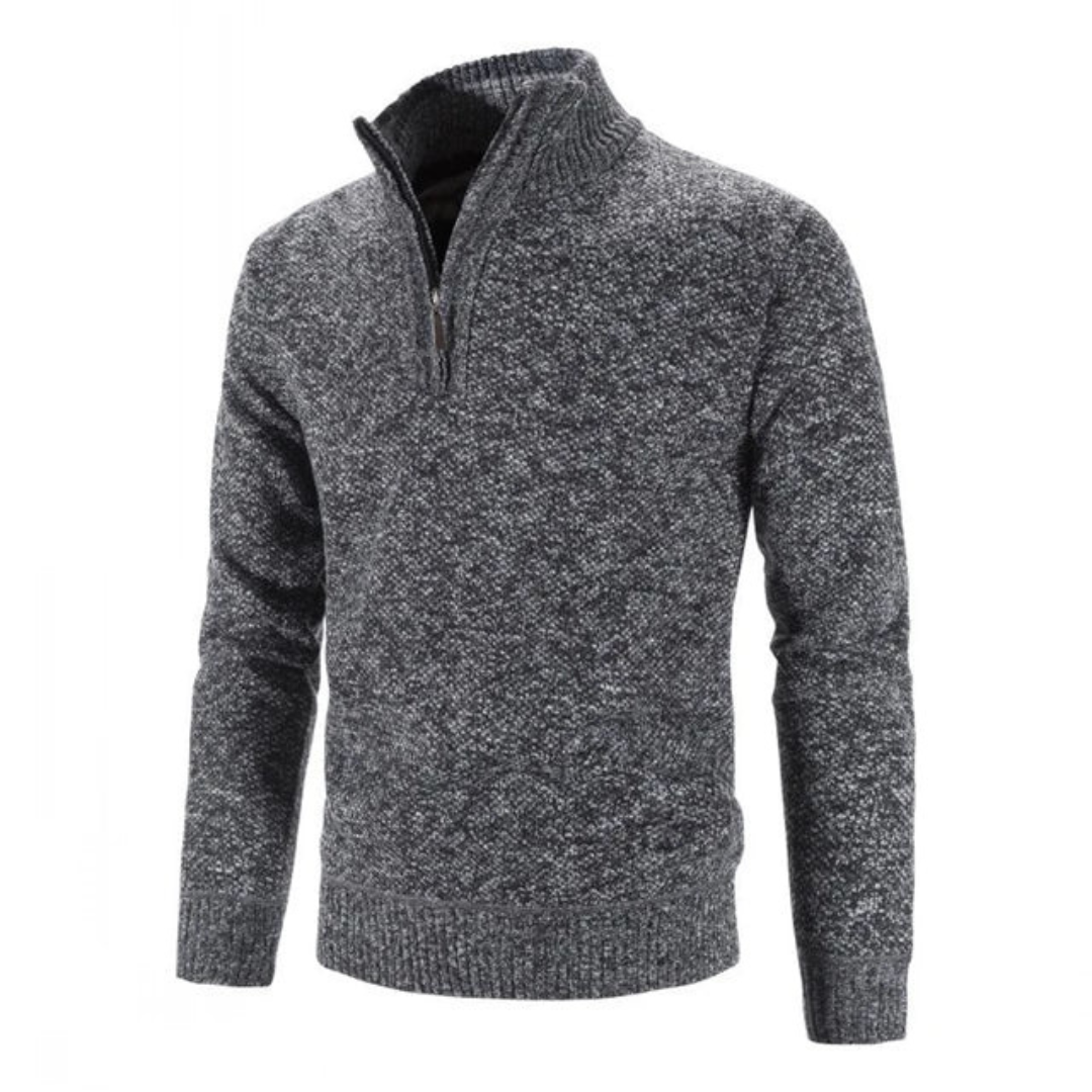 Viertel-Zip-Pullover – gestrickt – hoher Kragen – Pullover mit halbem Reißverschluss – Herren-Strickpullover