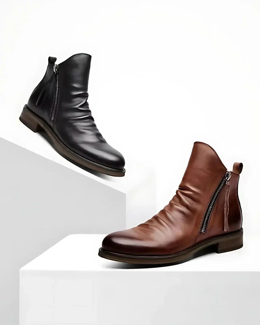 Lederstiefel – Stylisch – Reißverschluss – Stiefeletten – Herrenstiefel