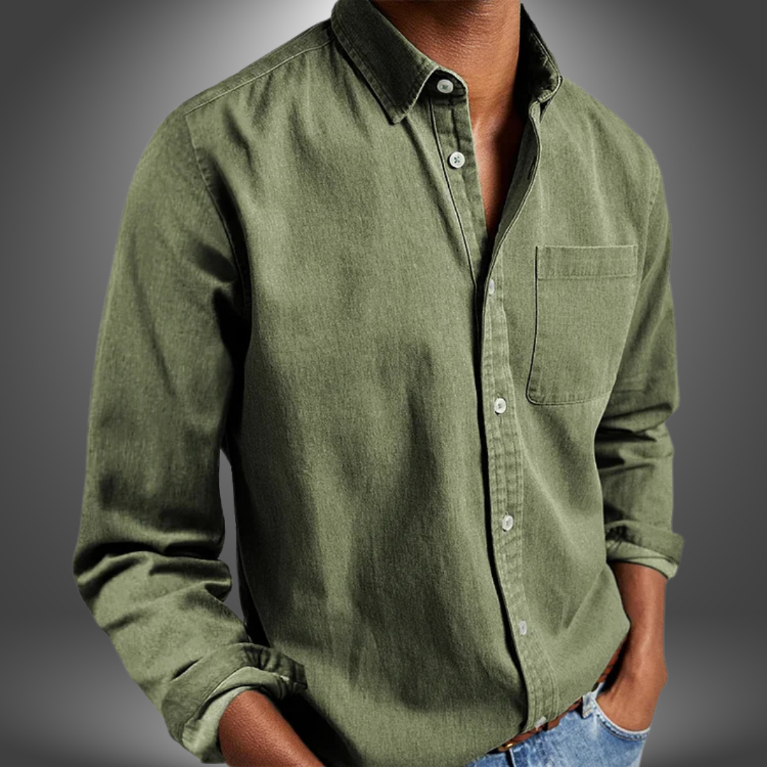 Denim Hemd | Langarm | Normale Passform | Button-Up Hemd | Herrenhemden