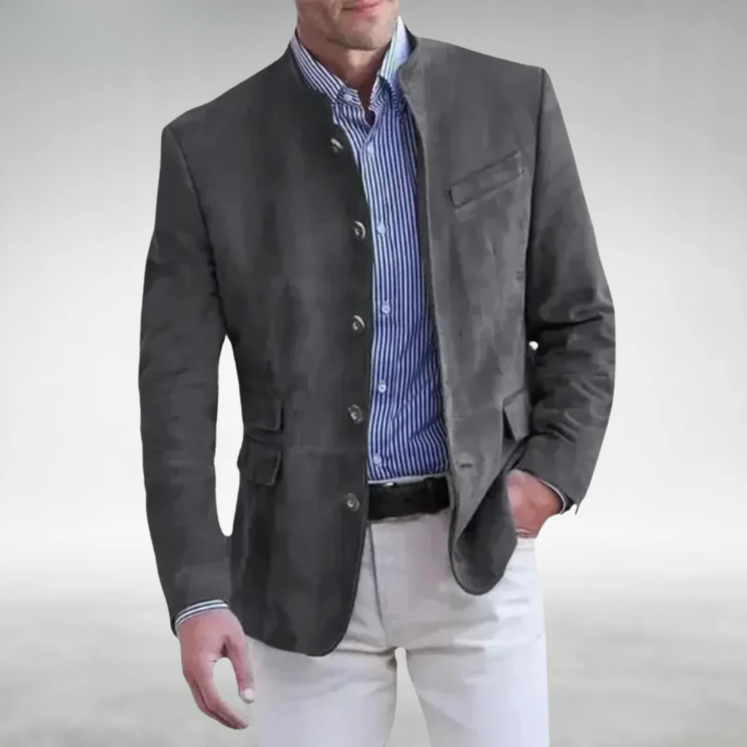 Wildlederblazer – Stylischer einreihiger Blazer für Männer