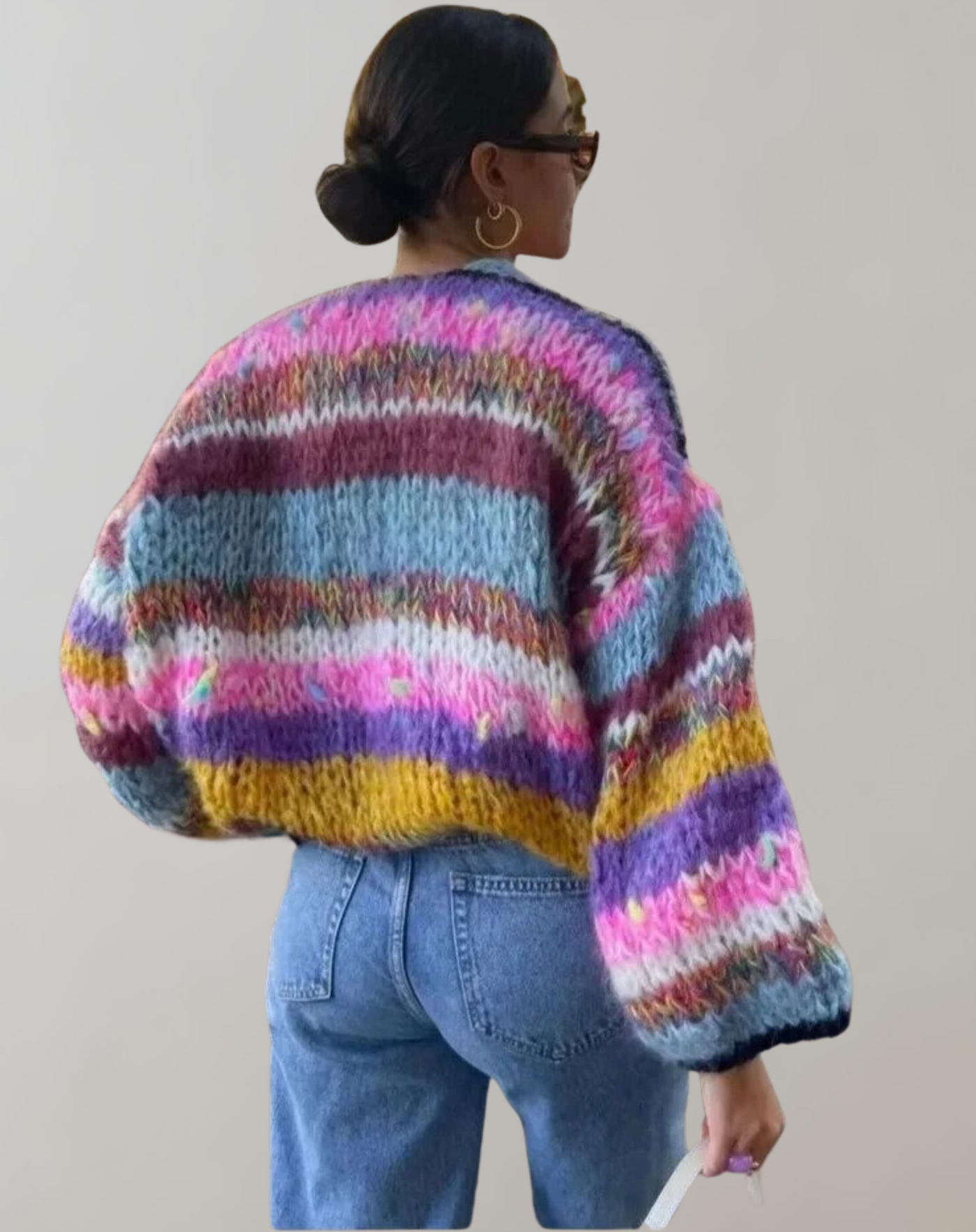 Strickjacke | Bunt | Gestreift | Grobstrickjacke | Damenstrickmode