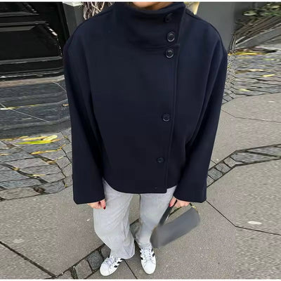 Wolljacke - Doppelreihiger kurzer Wollmantel für Frauen