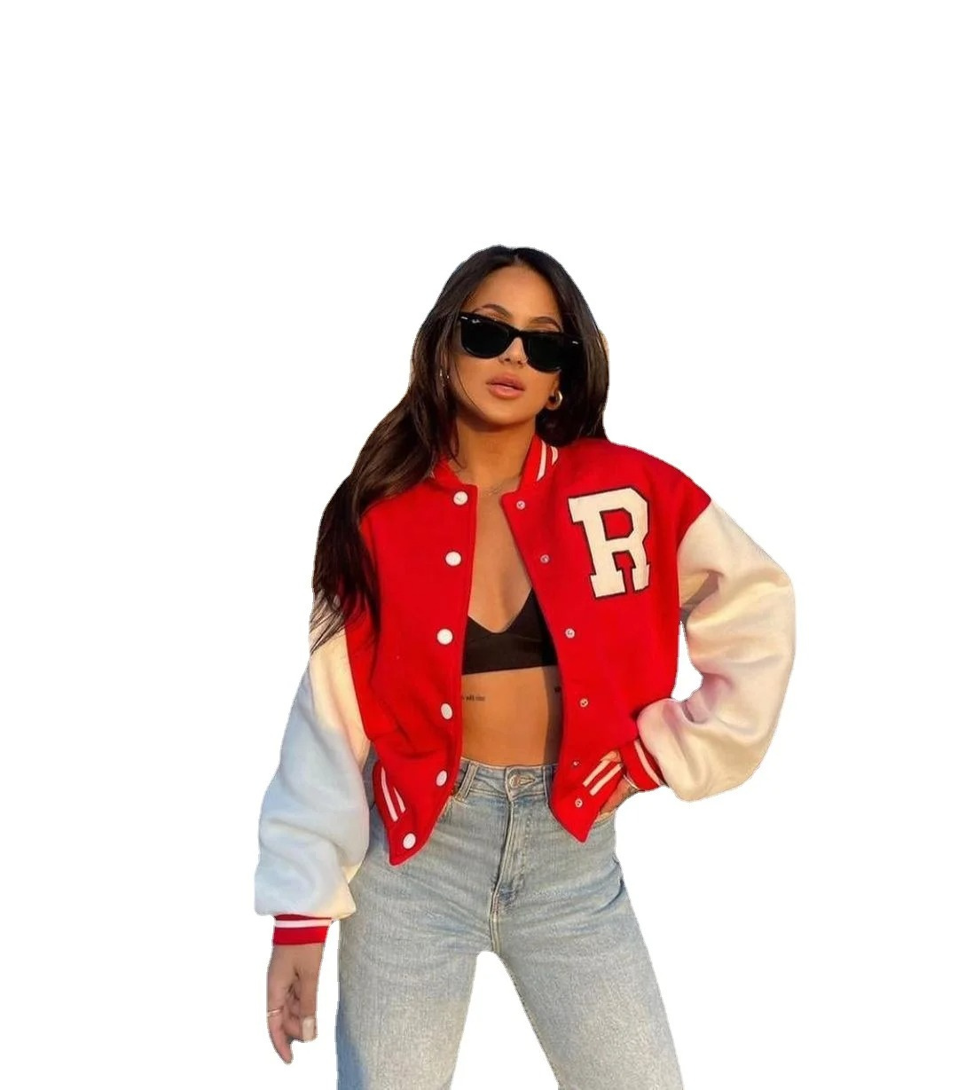 Bomberjacke | Oversized | Mit Knöpfen | Baseballjacke | Damenjacke