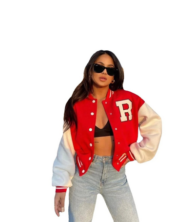 Bomberjacke | Oversized | Mit Knöpfen | Baseballjacke | Damenjacke
