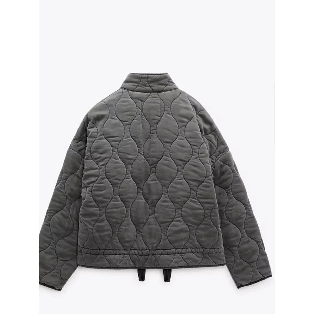 Wattierte Jacke - Warme Zip-Up Steppjacke in Übergröße für Frauen