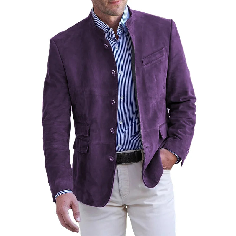 Wildlederjacke – Einreihig – Reguläre Passform – Wildlederblazer – Herrenblazer