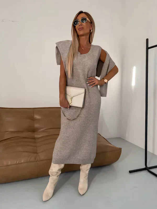 Strick-Set – Pullover – Midikleid – Zweiteiliges Strick-Set – Herbstkleidung für Frauen