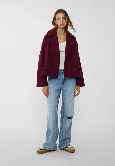 Übergroße Jacke – Zweireiher – Herbst – Kurze Trenchcoat-Jacke – Damenjacke