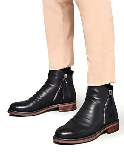 Lederstiefel – Stylisch – Reißverschluss – Stiefeletten – Herrenstiefel