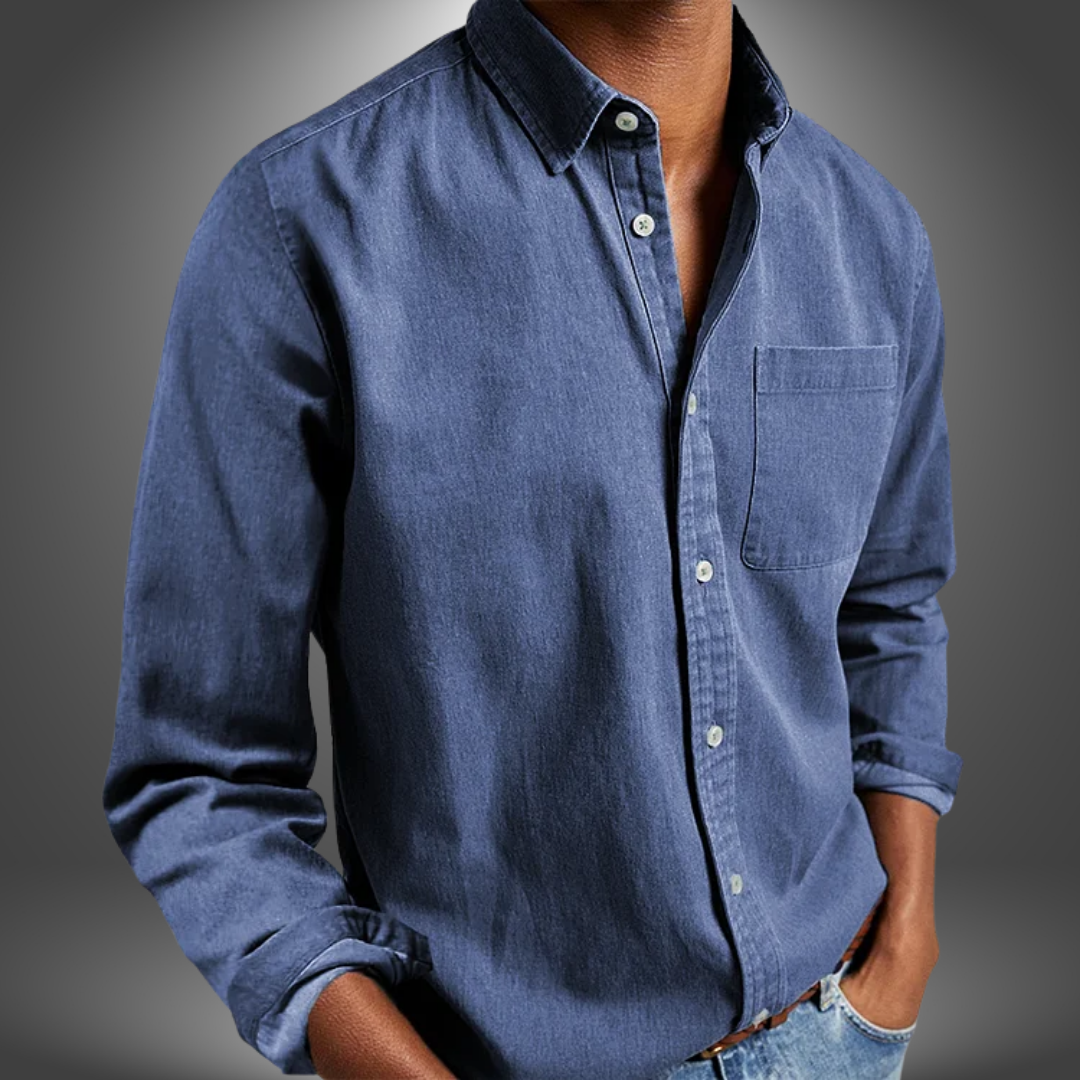 Denim Hemd | Langarm | Normale Passform | Button-Up Hemd | Herrenhemden