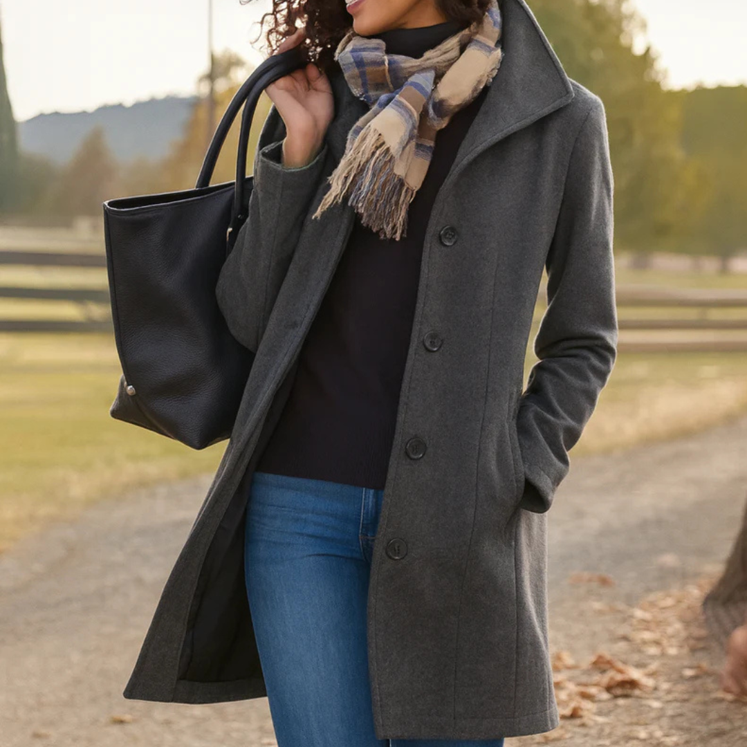 Trenchcoat aus Wolle - Einreihig - Mittellang - Wolljacke - Damenmantel