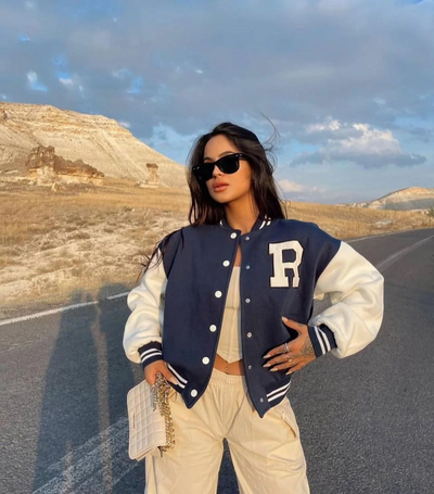 Bomberjacke | Oversized | Mit Knöpfen | Baseballjacke | Damenjacke