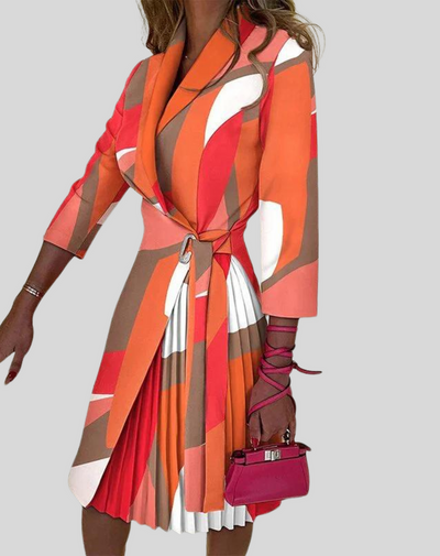 Blazerkleid – knielang – langärmelig – Plisseekleid – formelles Kleid