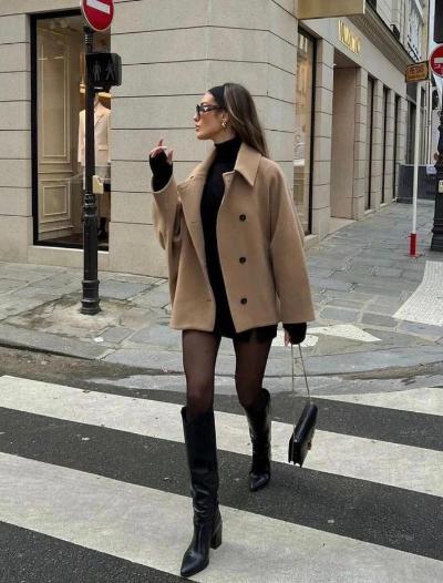 Wolljacke – Oversized – Herbst – Kurzer Trenchcoat – Winterjacke für Frauen