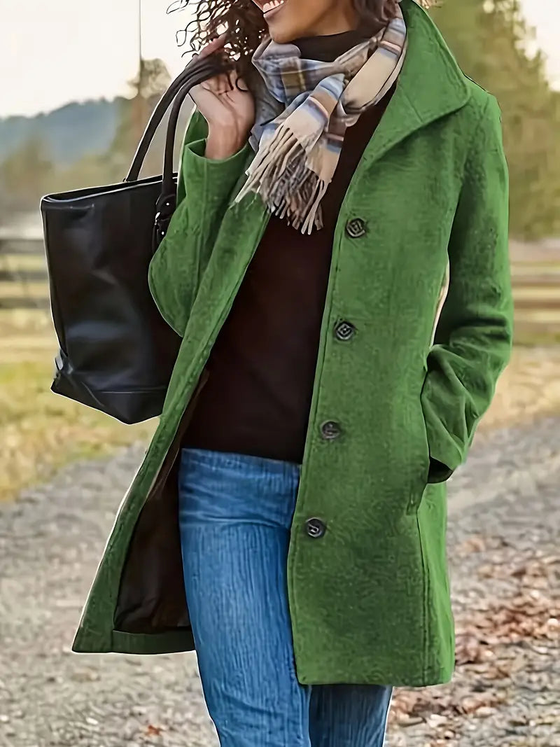 Winter-Trenchcoat | Einreihig | Mittellang | Wollmantel | Damenjacke