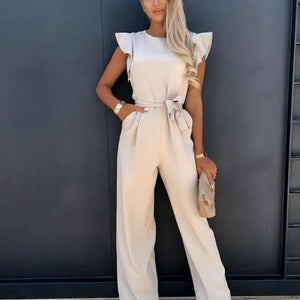 Florentine | Elegante Jumpsuit Damen | Weite Hose mit Volantärmeln