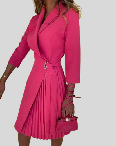 Blazerkleid – knielang – langärmelig – Plisseekleid – formelles Kleid