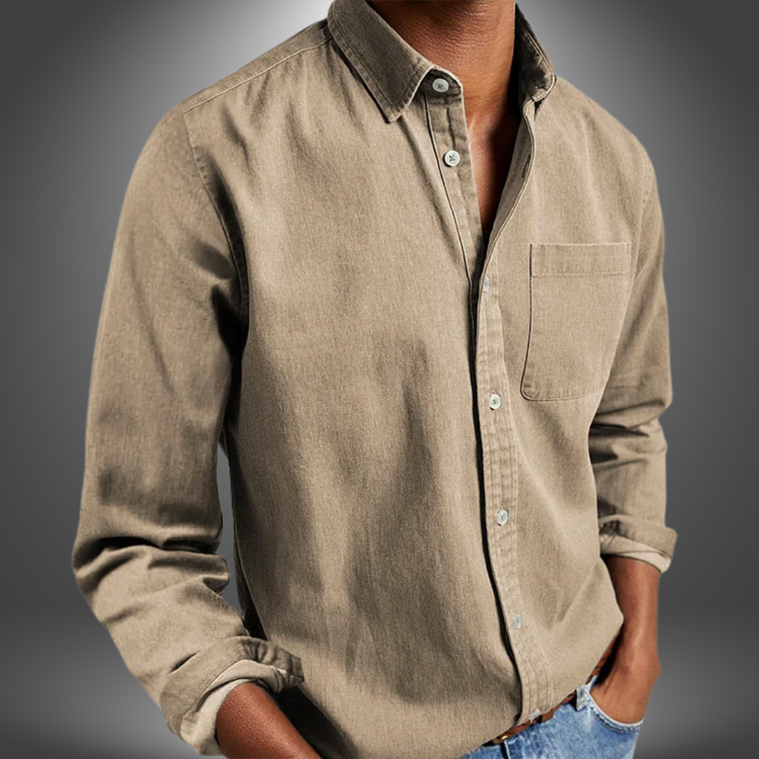 Denim Hemd | Langarm | Normale Passform | Button-Up Hemd | Herrenhemden