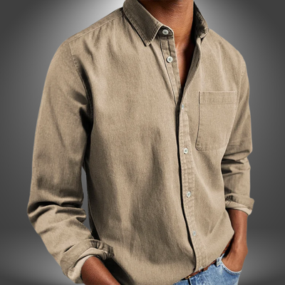 Denim Hemd | Langarm | Normale Passform | Button-Up Hemd | Herrenhemden