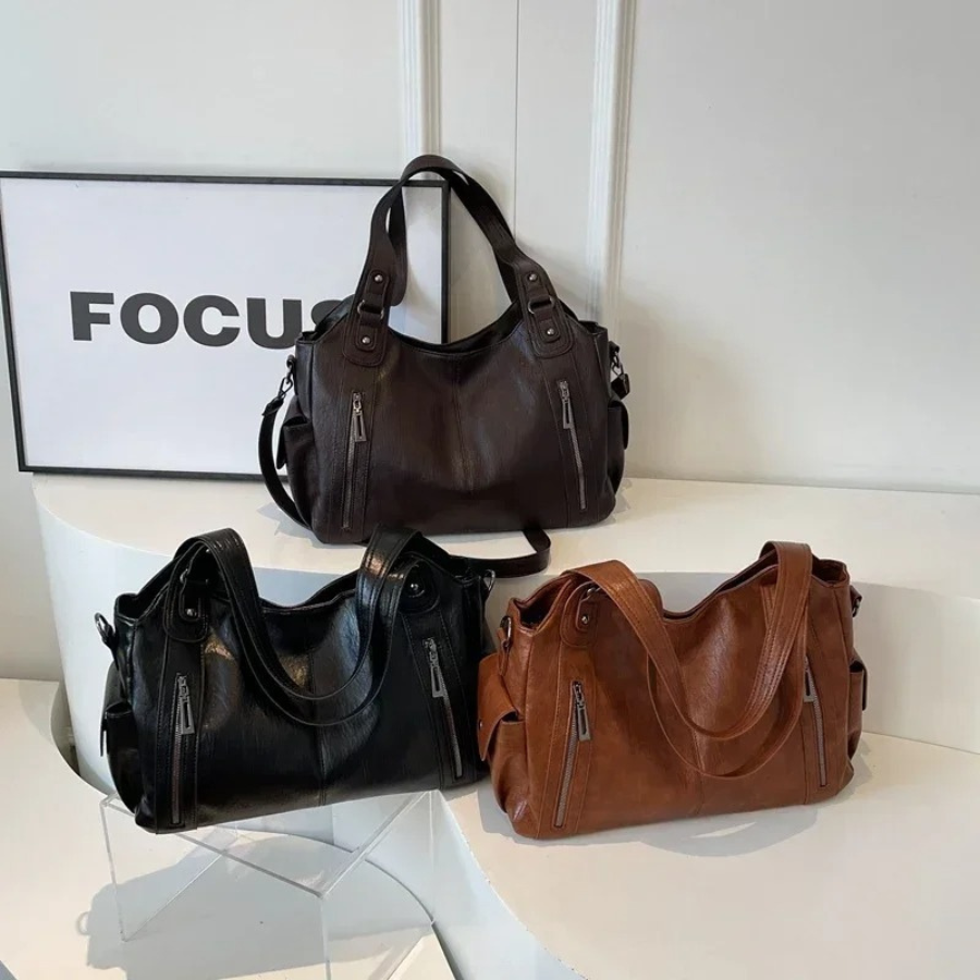 Leder Tote Bag | Langer Riemen | Kunstleder | Vegane Ledertasche | Umhängetasche