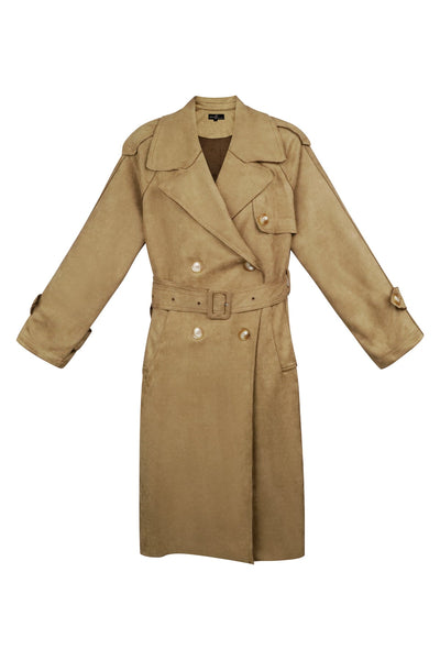 Wildleder-Trenchcoat | Mittellang | Herbst | Zweireihiger Trenchcoat | Damen-Trenchcoat