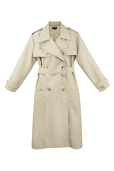 Trenchcoat - Klassischer doppelreihiger Trenchcoat mit Gürtel für Damen