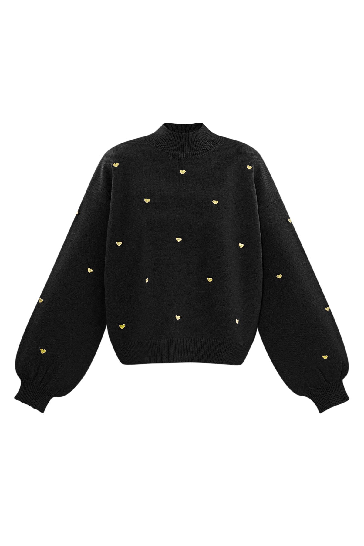 Herz-Pullover – Locker geschnitten – Hoher Kragen – Strickpullover – Damen-Strickmode