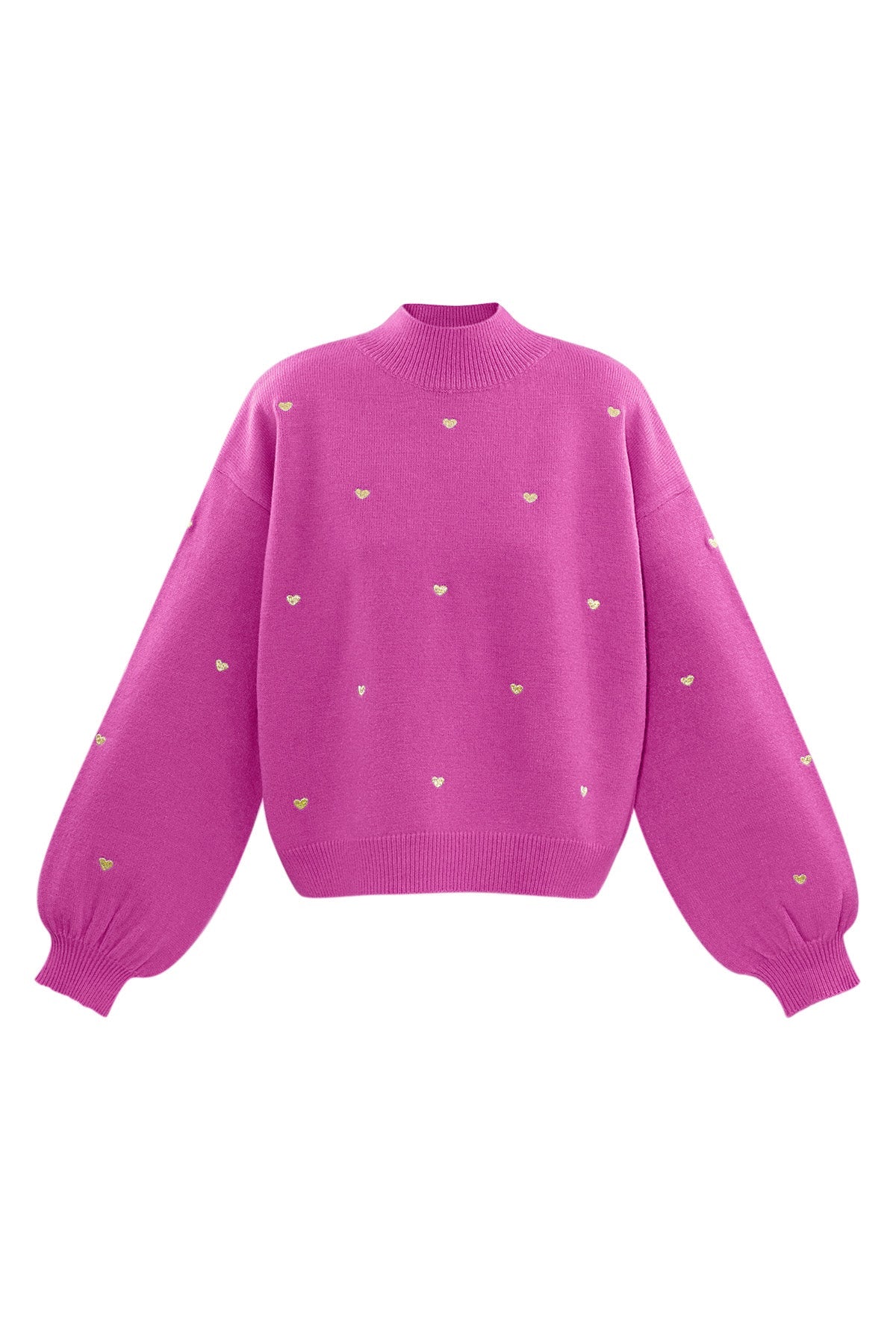 Herz-Pullover – Locker geschnitten – Hoher Kragen – Strickpullover – Damen-Strickmode
