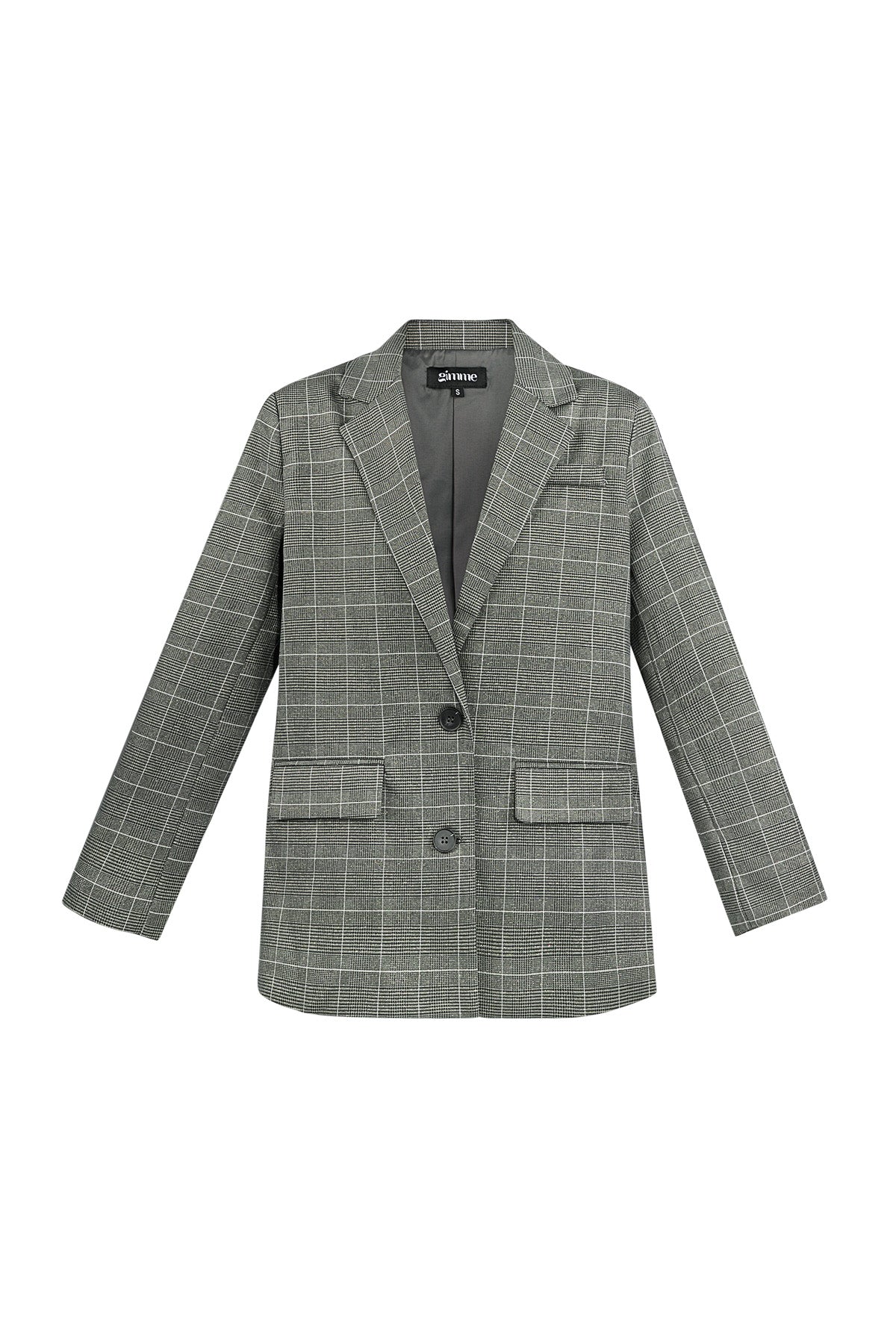 Oversized-Blazer – Damen-Blazer mit lockerer Passform und einreihiger Knopfleiste im Karomuster
